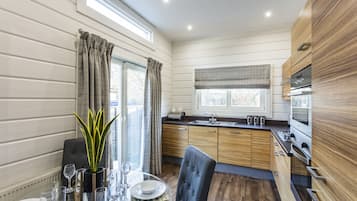 Roydon Lodge | Private kitchen | Fridge, oven, stovetop, coffee/tea maker