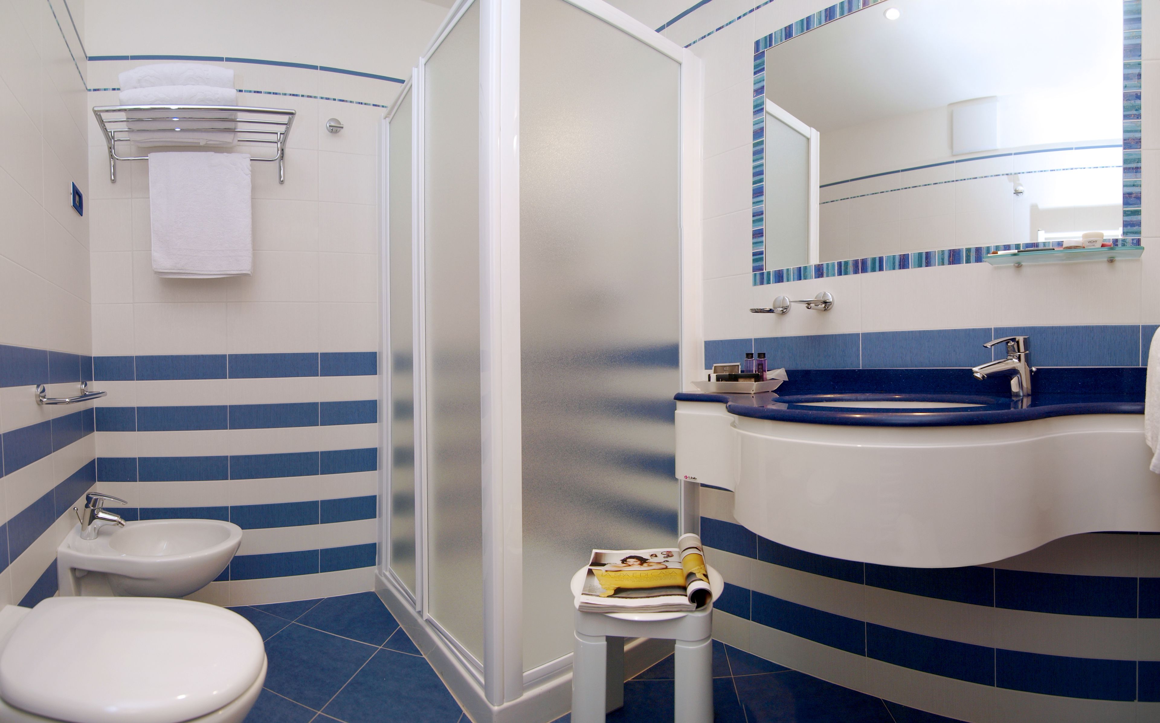 shower, free toiletries, hair dryer, bidet