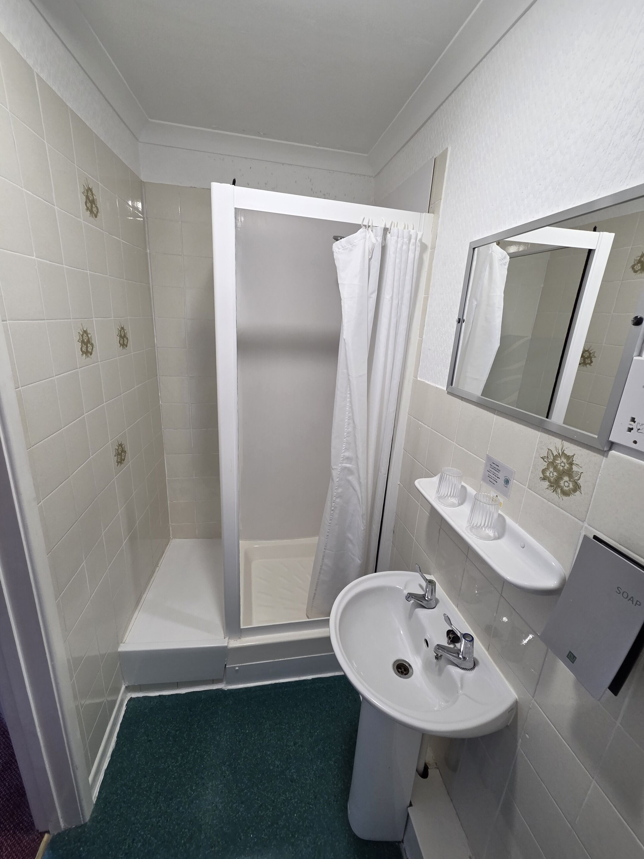 Secadora de cabello, toallas, jabón, shampoo 