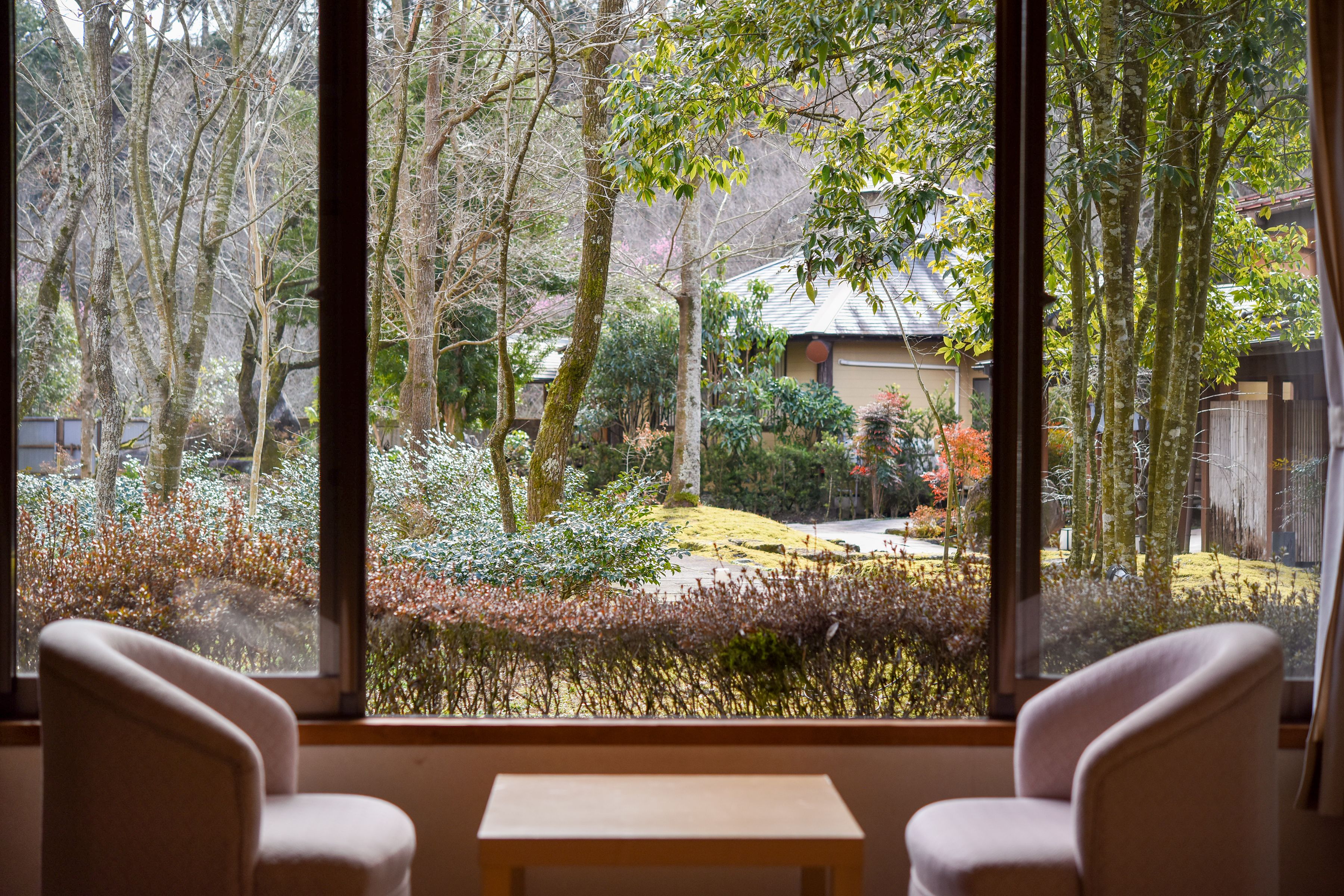 Desk, laptop workspace, iron/ironing board, bed sheets