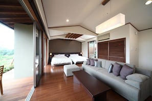 Superior TwinRoom w/OpenAir Bath&Jacuzzi -AdultOnly- Yumenosato (Fixed Menu (meal change not availab | Living room | LCD TV, DVD player