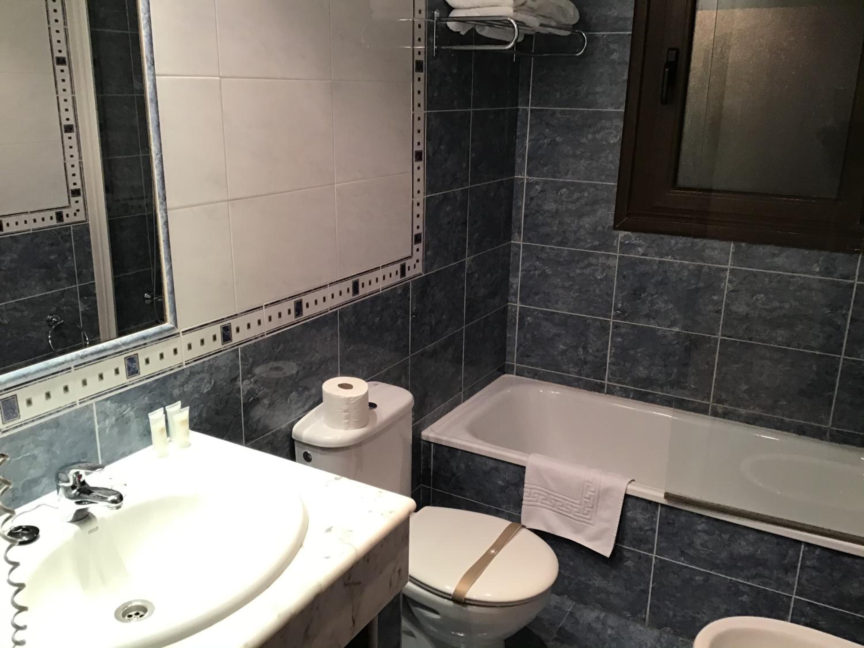 free toiletries, hair dryer, towels