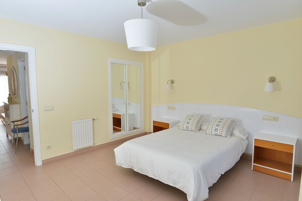 Desk, blackout curtains