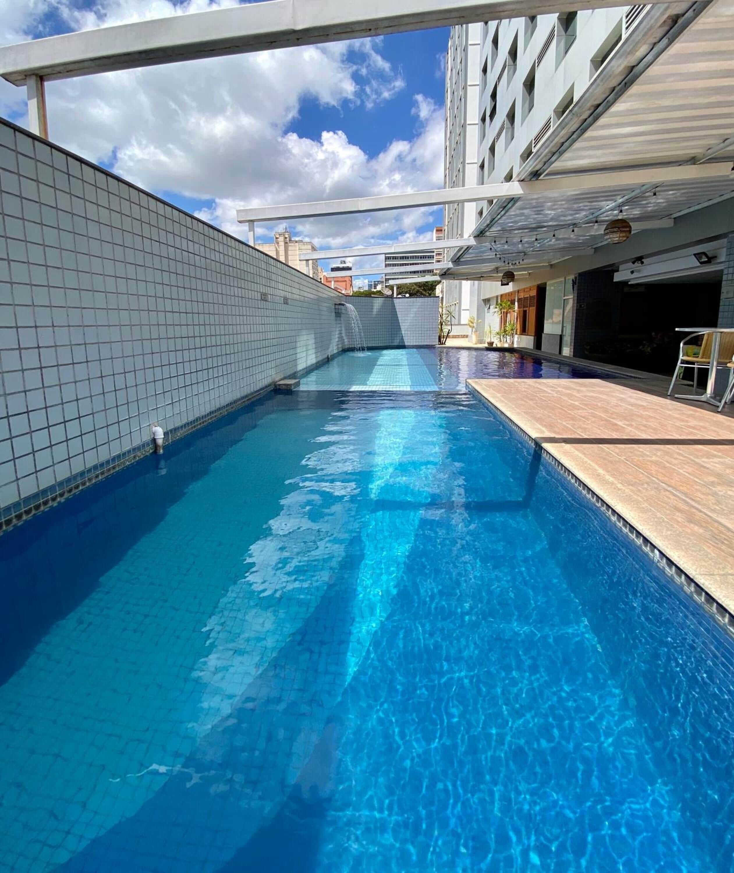 indoor pool, pool loungers