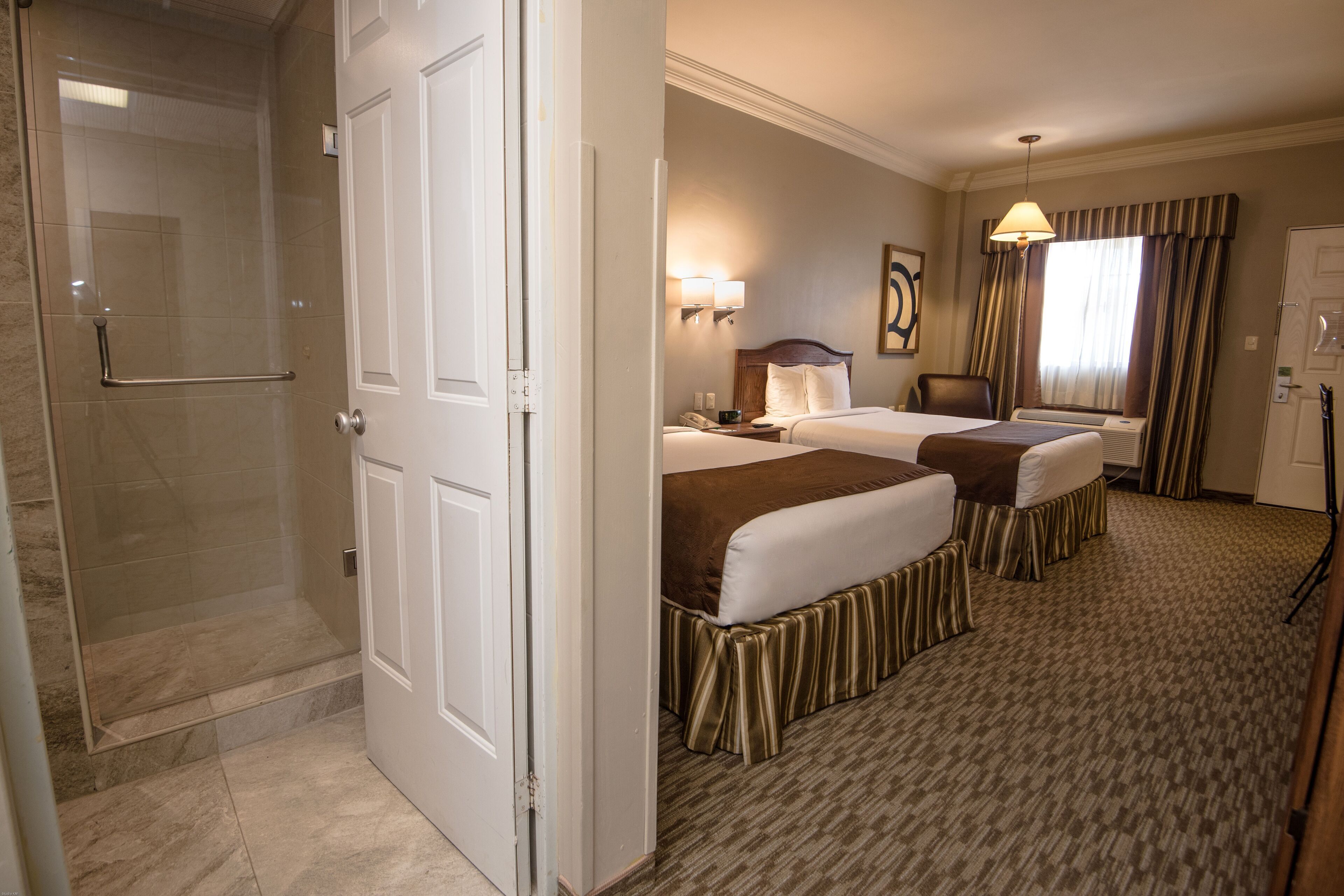 double room, 2 double beds | bathroom | shower, free toiletries, hair dryer, towels