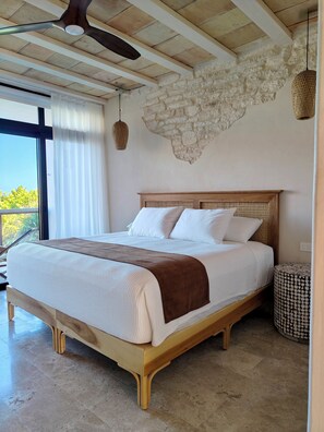 Deluxe Room, 1 King Bed, Non Smoking, Partial Ocean View | Egyptian cotton sheets, premium bedding, down duvets, minibar - Azucar Hotel Tulum    (Tulum)