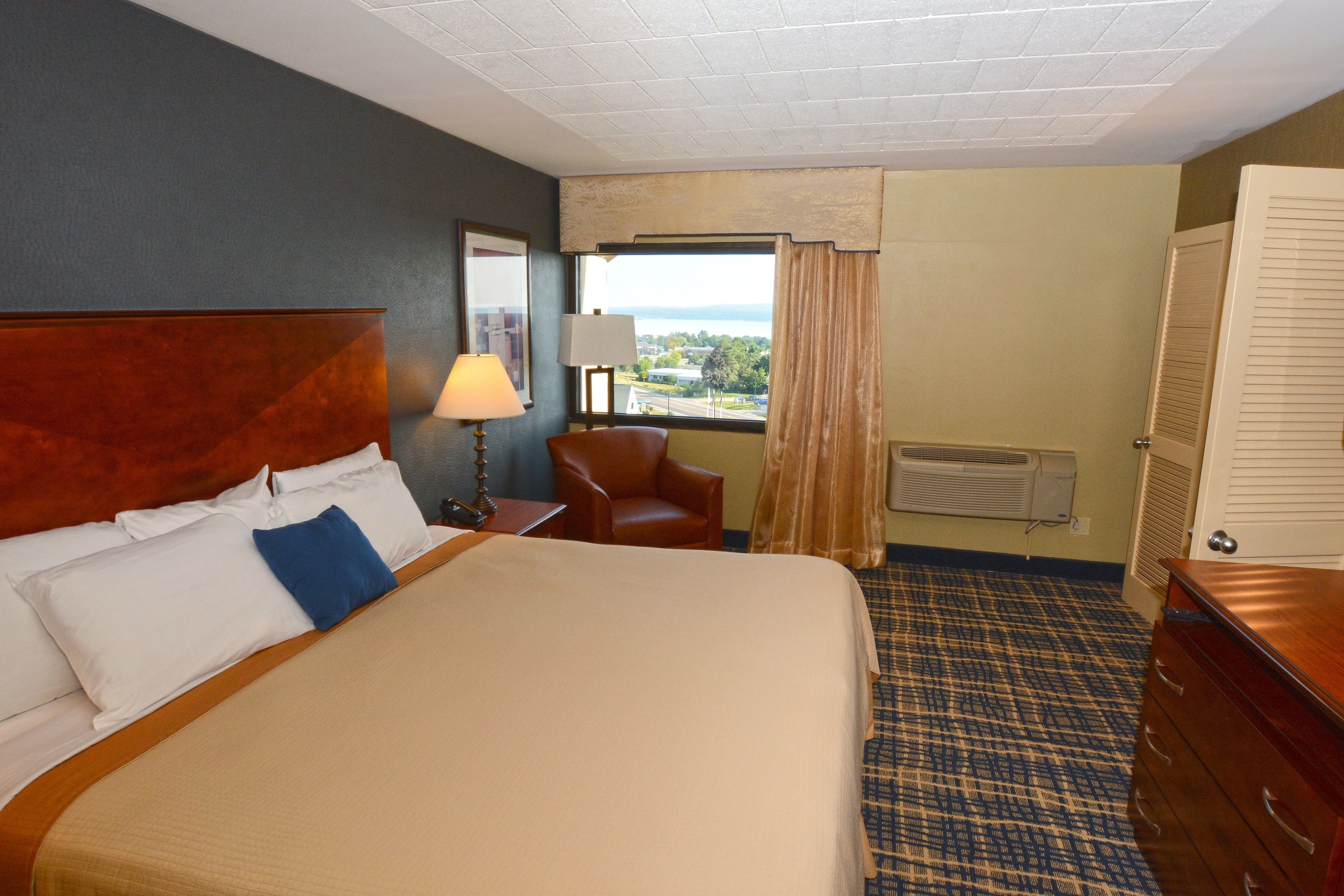 individually decorated, desk, laptop workspace, blackout curtains