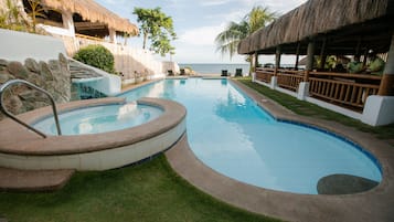 Outdoor pool, sun loungers