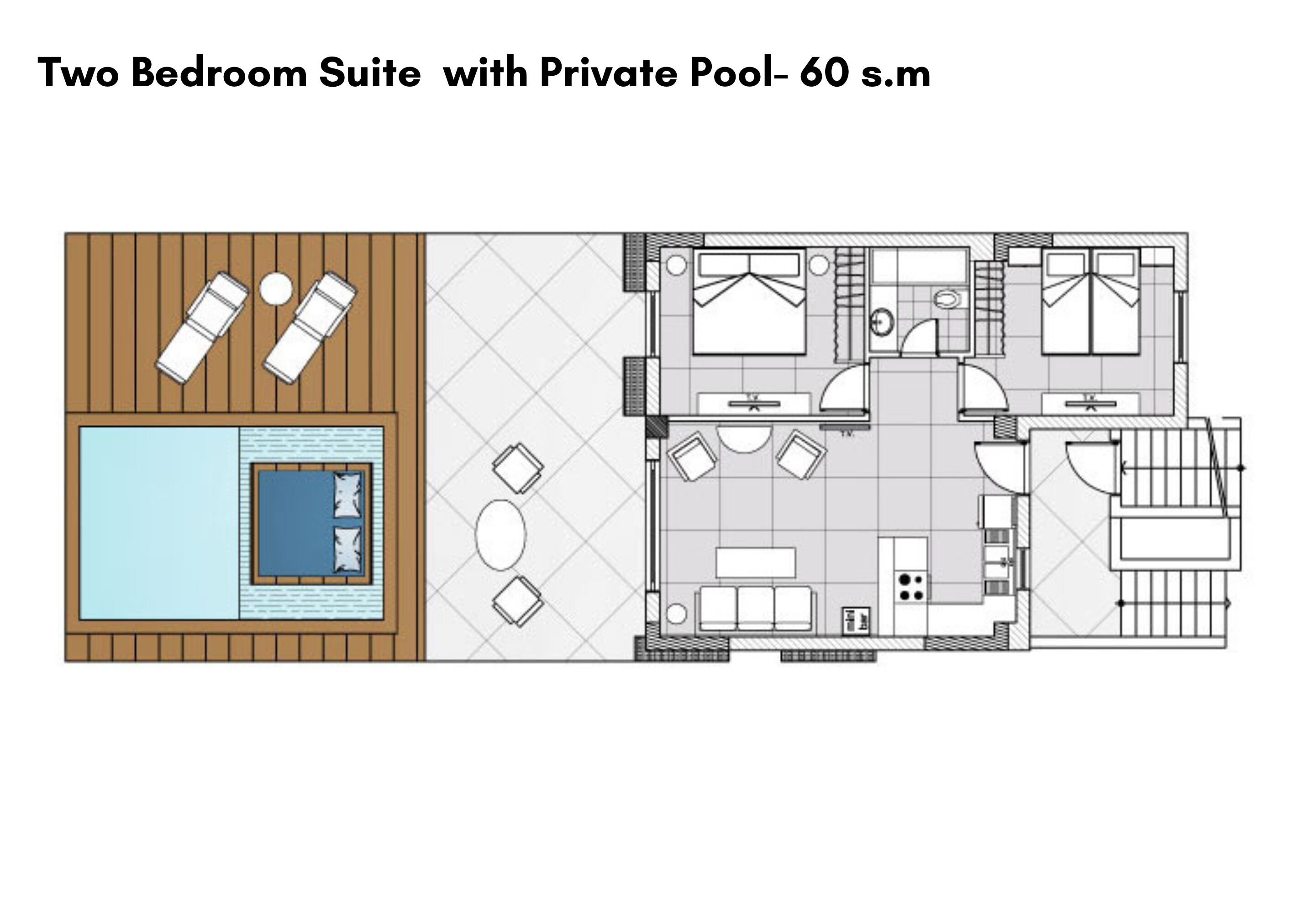 two bedroom suite with private pool | floor plan