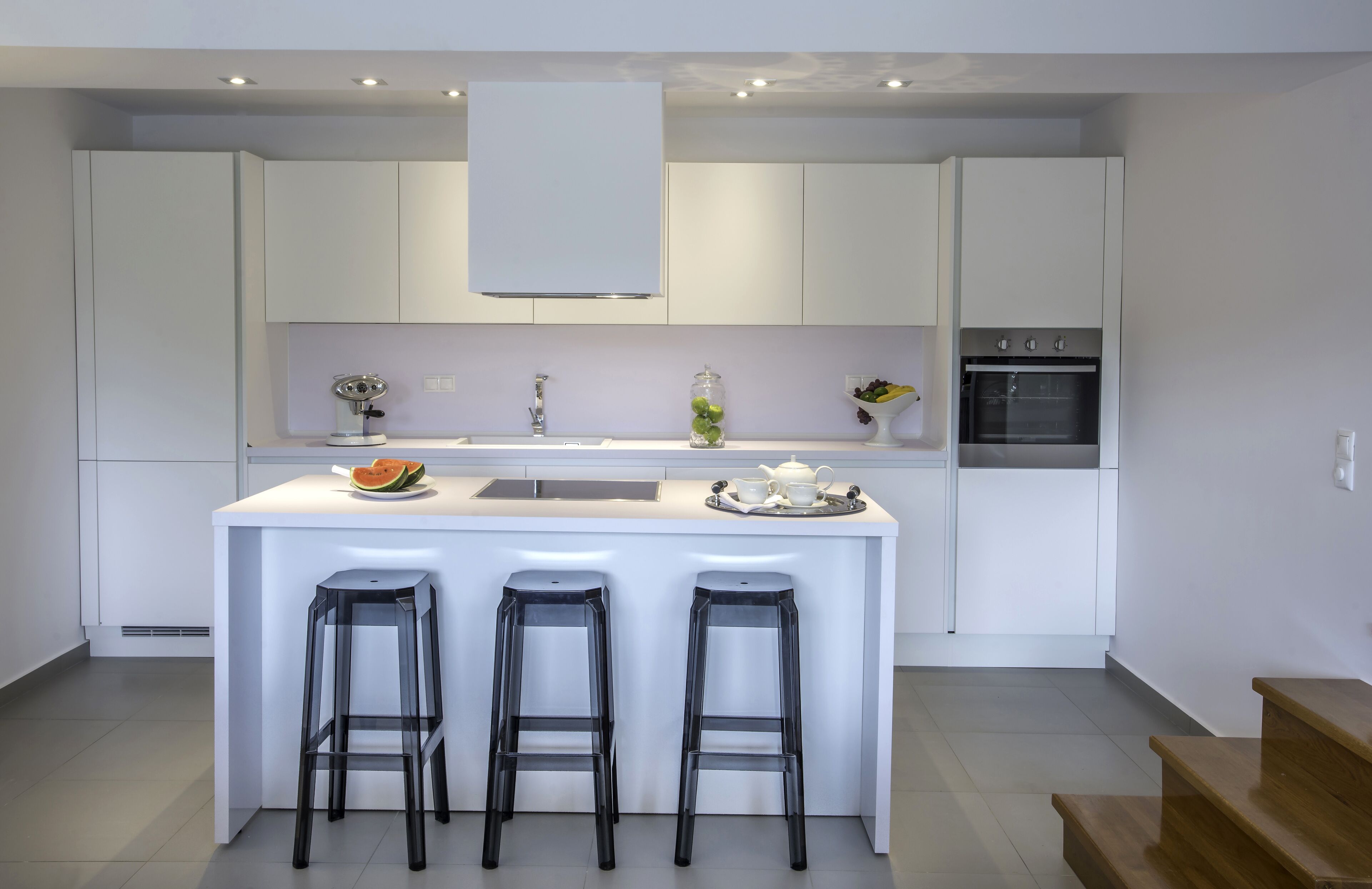 mini-fridge, espresso maker, coffee/tea maker, electric kettle