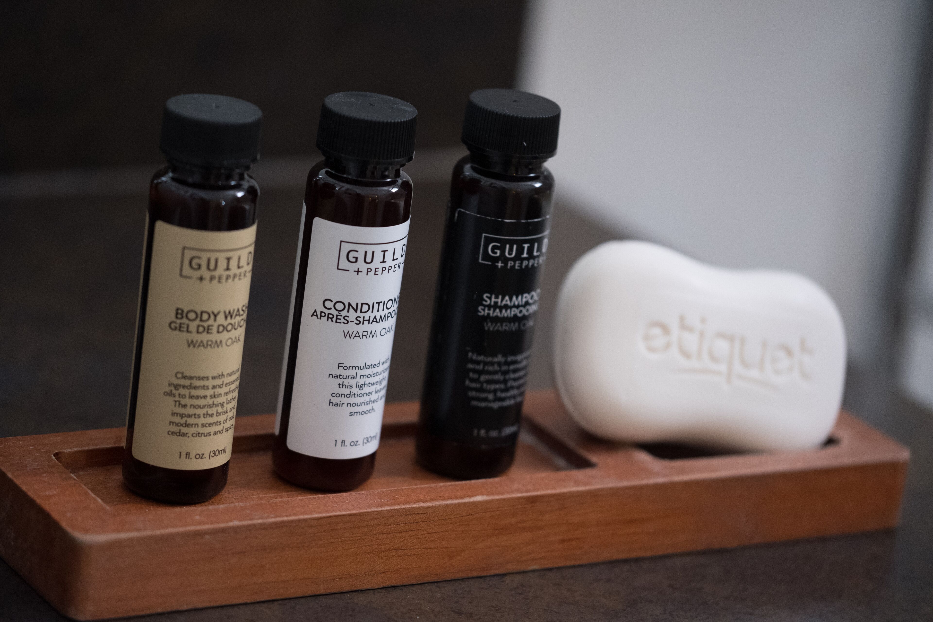 designer toiletries, hair dryer, bathrobes, towels