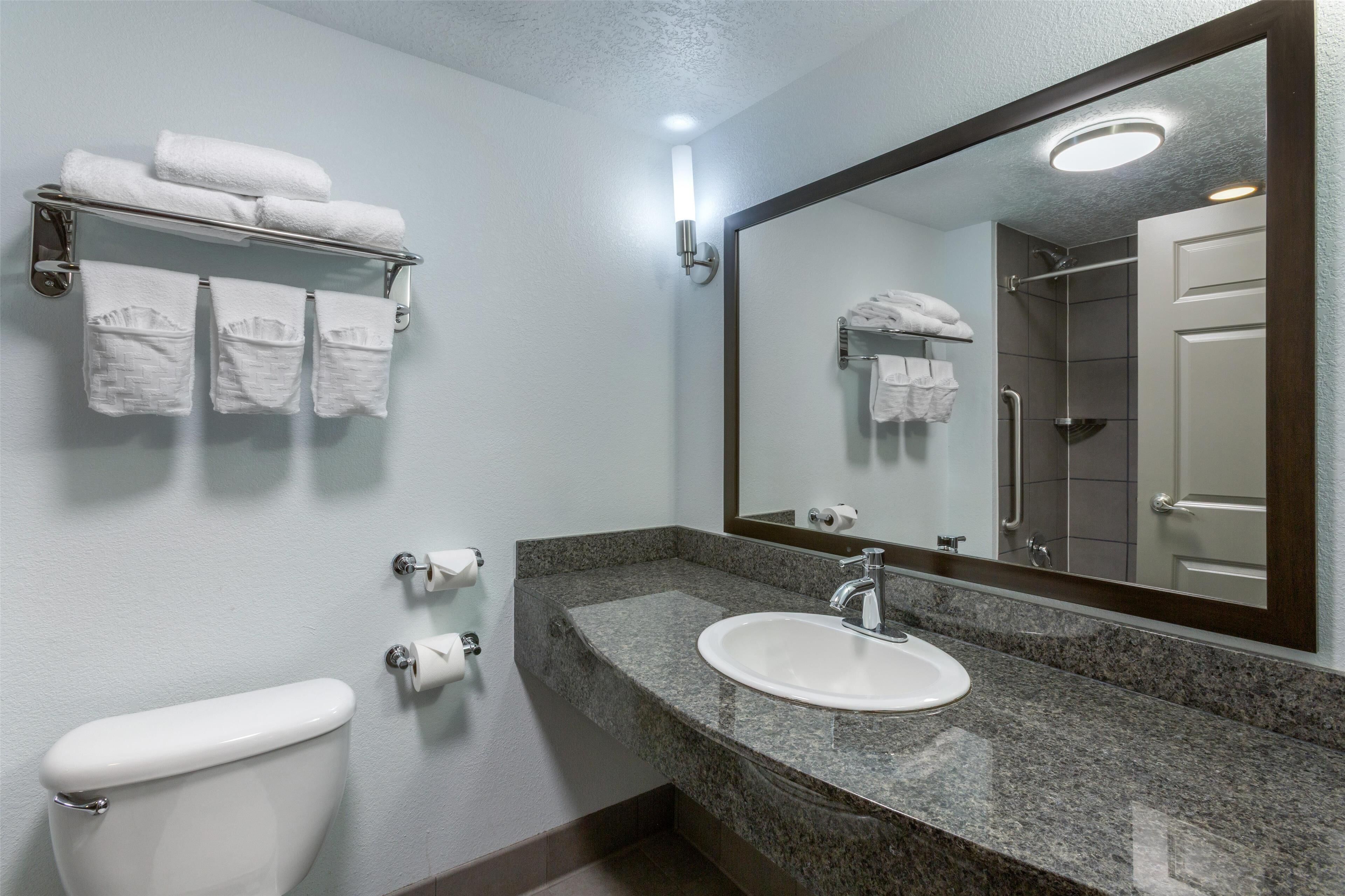 suite, 2 queen beds, non smoking, refrigerator & microwave (with sofabed) | bathroom | combined shower/bathtub, hair dryer, towels