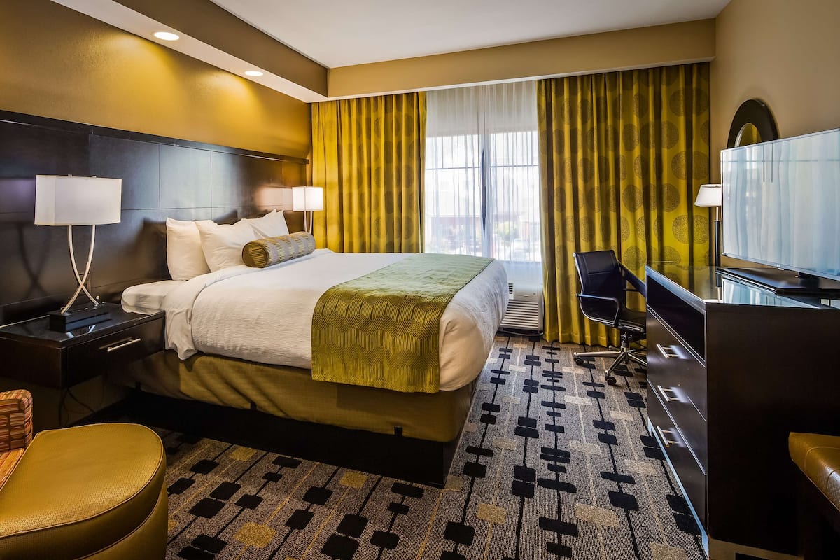 pillow-top beds, desk, laptop workspace, iron/ironing board