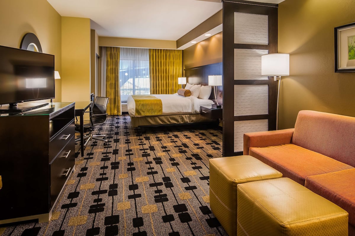 pillow-top beds, desk, laptop workspace, iron/ironing board