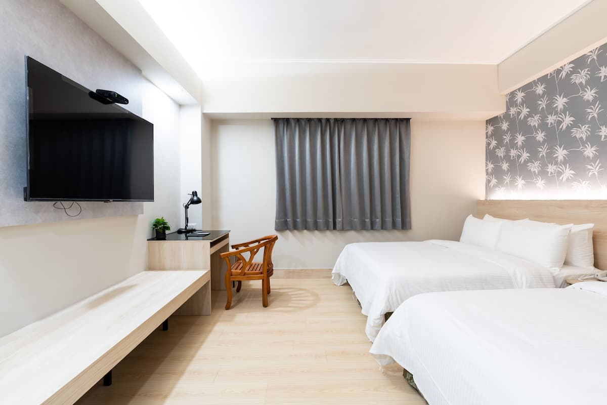 Basic Quadruple Room, 2 Double Beds | Premium bedding, memory foam beds, desk, free WiFi