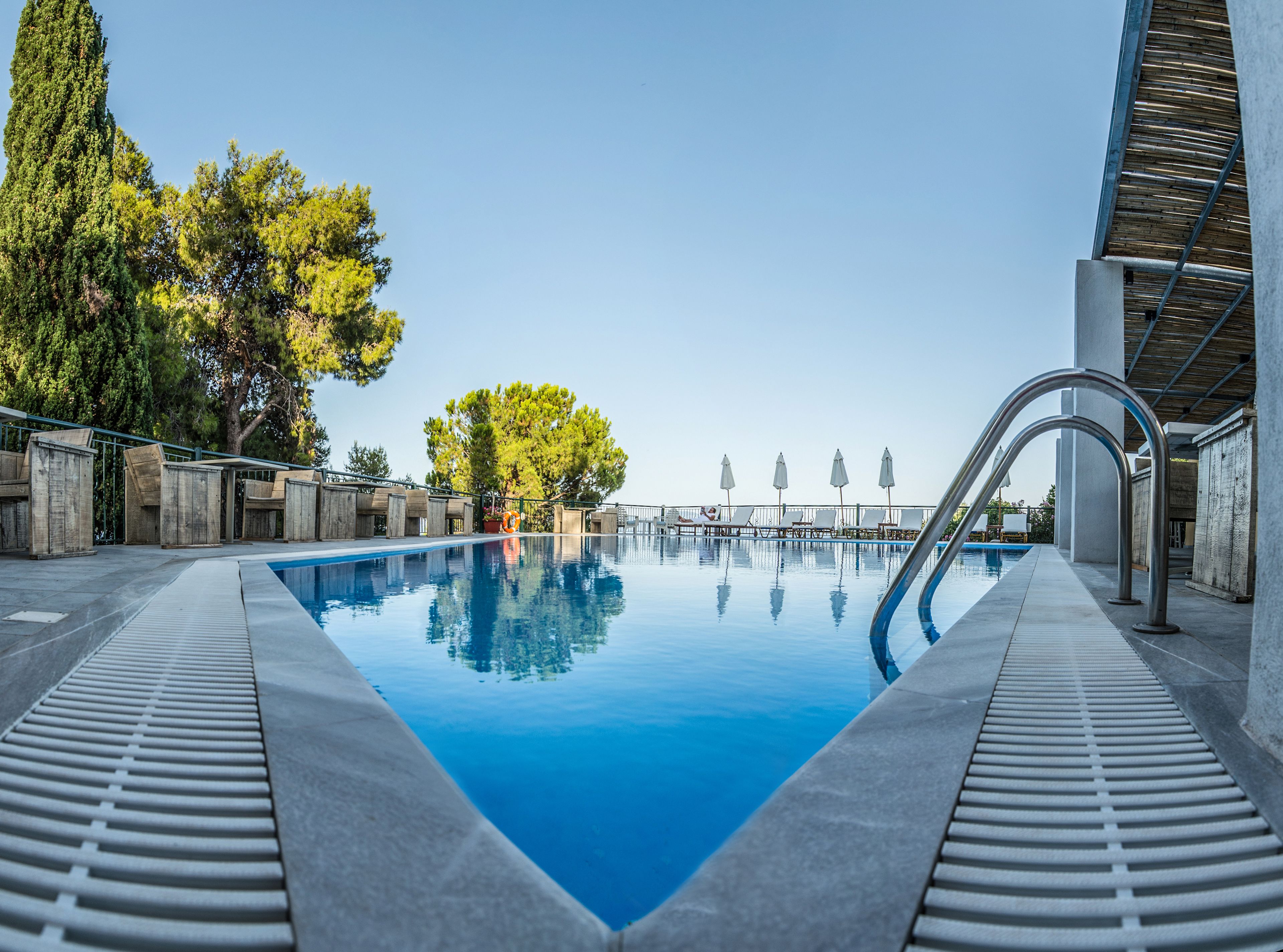 Outdoor pool, sun loungers