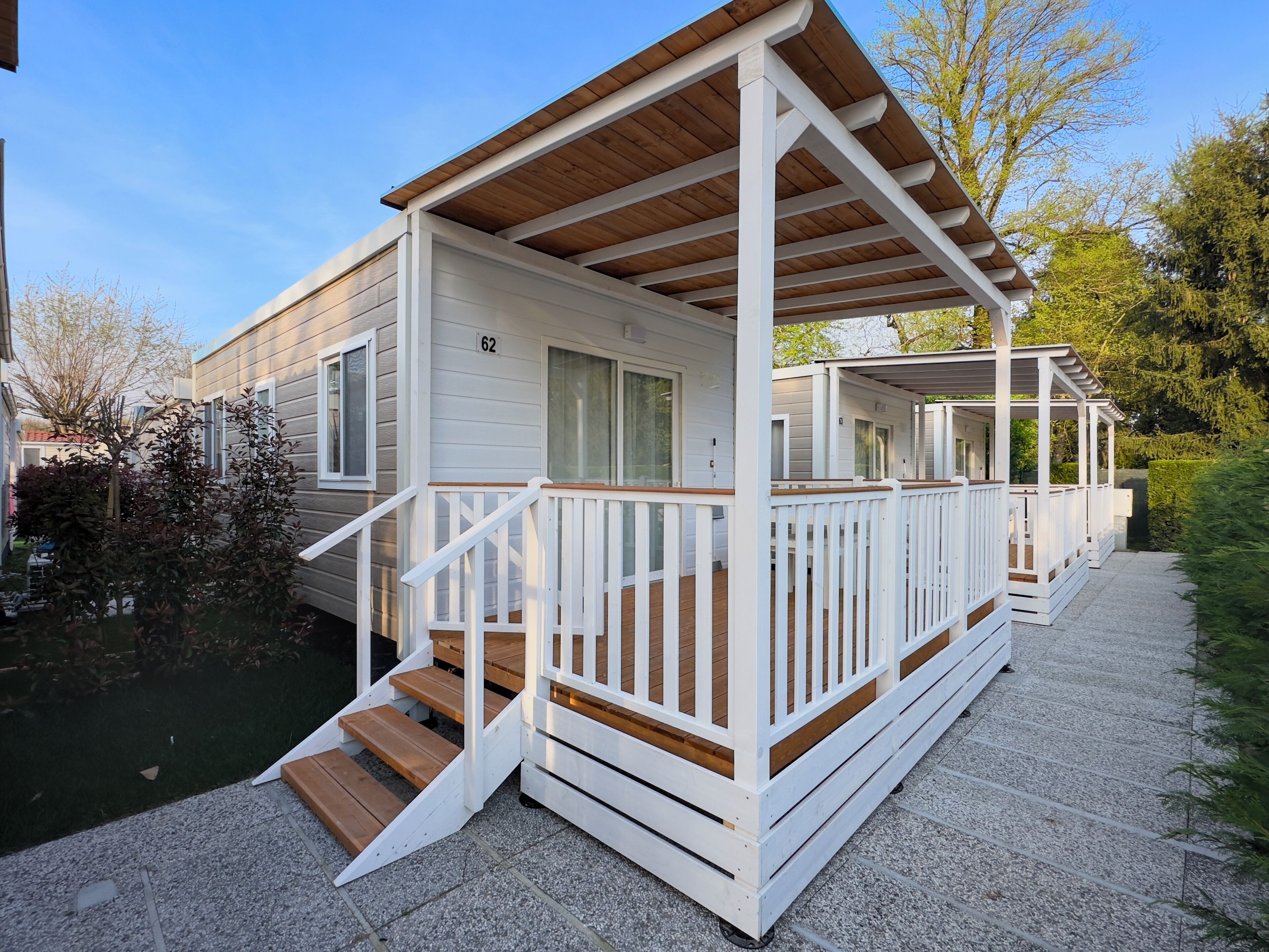 Mobile Home Confort, cuisine, vue piscine | Terrasse/Patio