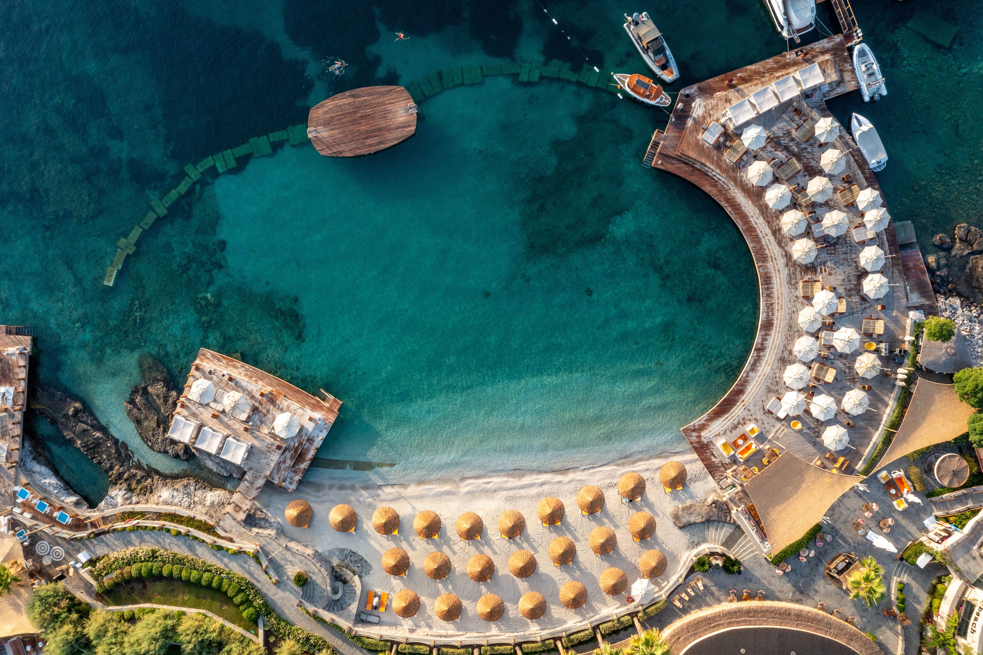 Private beach, white sand, beach cabanas, sun-loungers