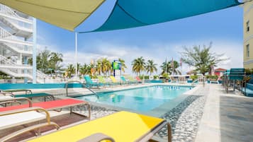 Outdoor pool, open 8:00 AM to 9:00 PM, pool umbrellas, pool loungers