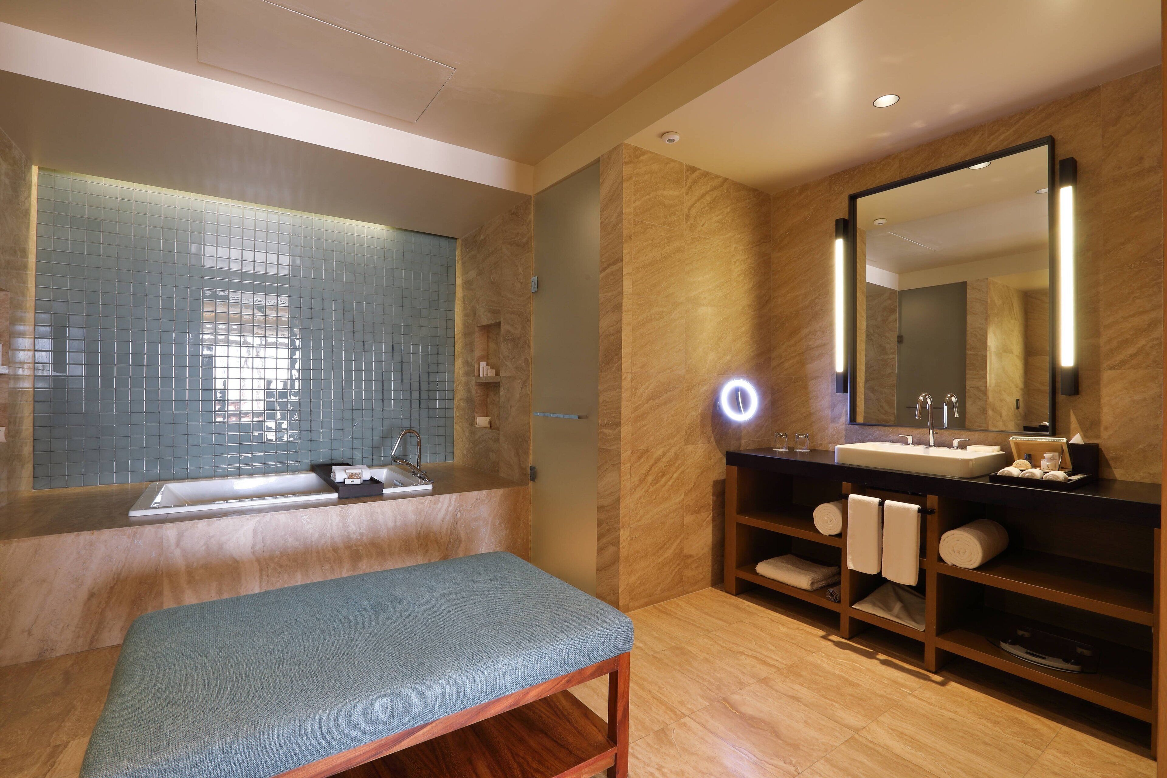 luxury suite, 1 king bed with sofa bed, non smoking, ocean view | bathroom | separate bathtub and shower, jetted bath, free toiletries, hair dryer