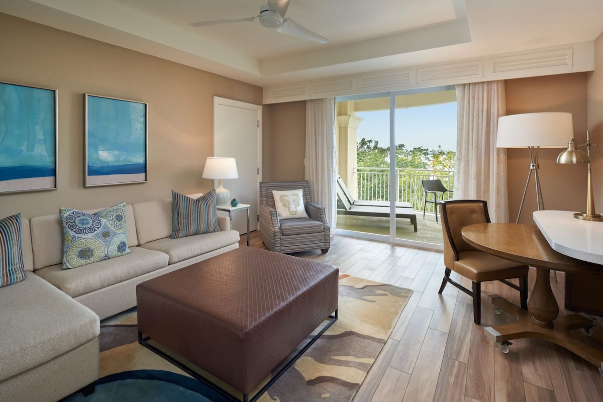 Suite, 1 Bedroom | Ruang tamu | 47 inci sebuah televisyen pintar dengan kabel, TV, Netflix