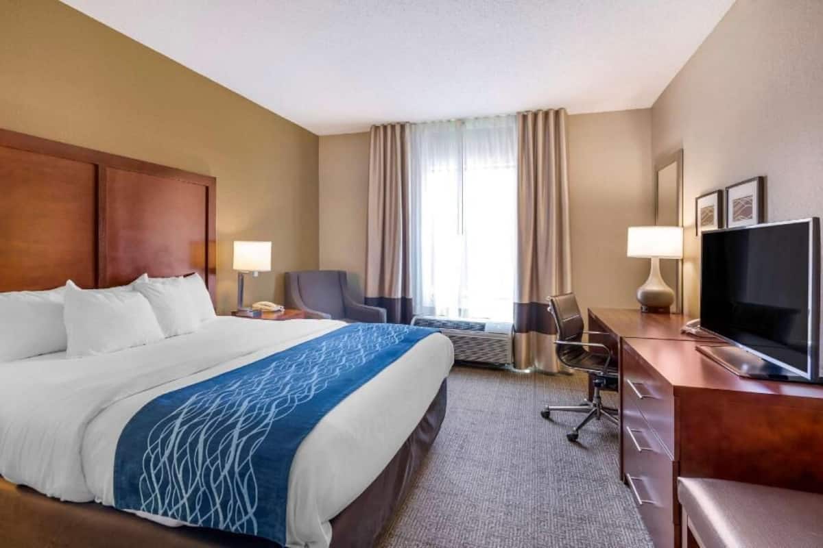 Premium bedding, down comforters, pillowtop beds, in-room safe