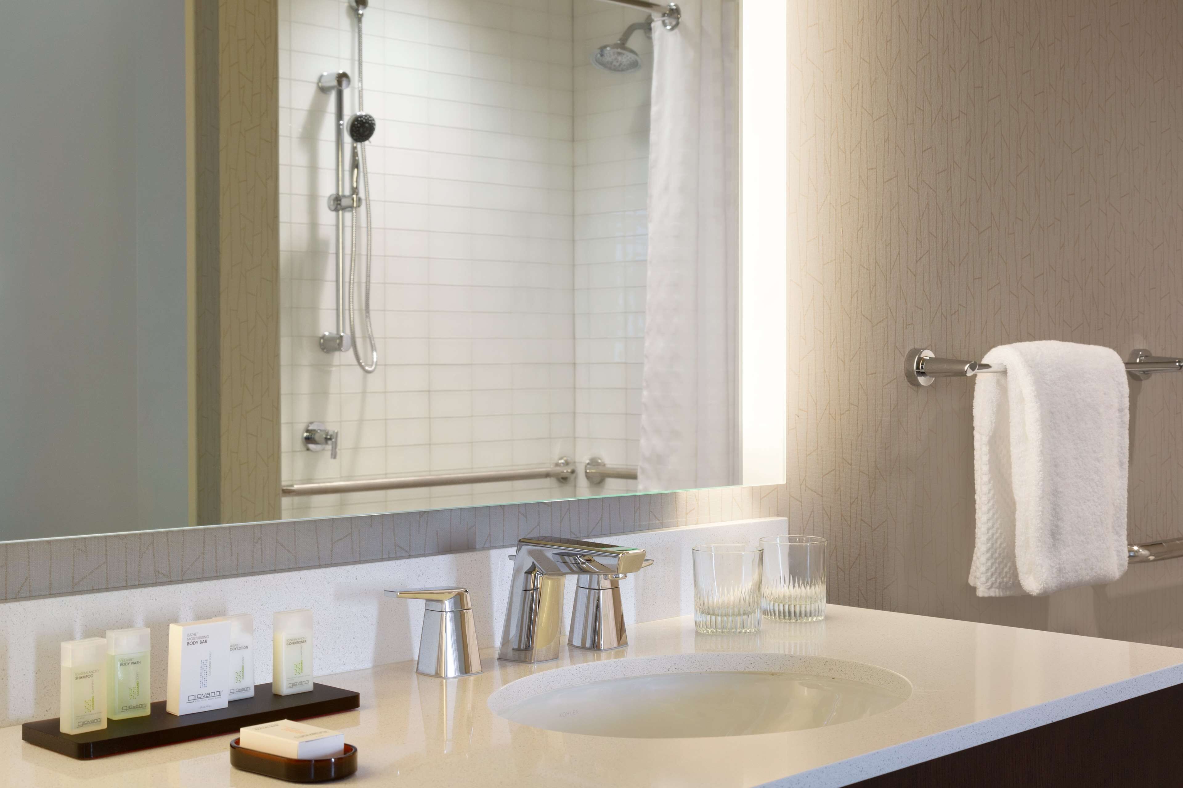 free toiletries, hair dryer, towels