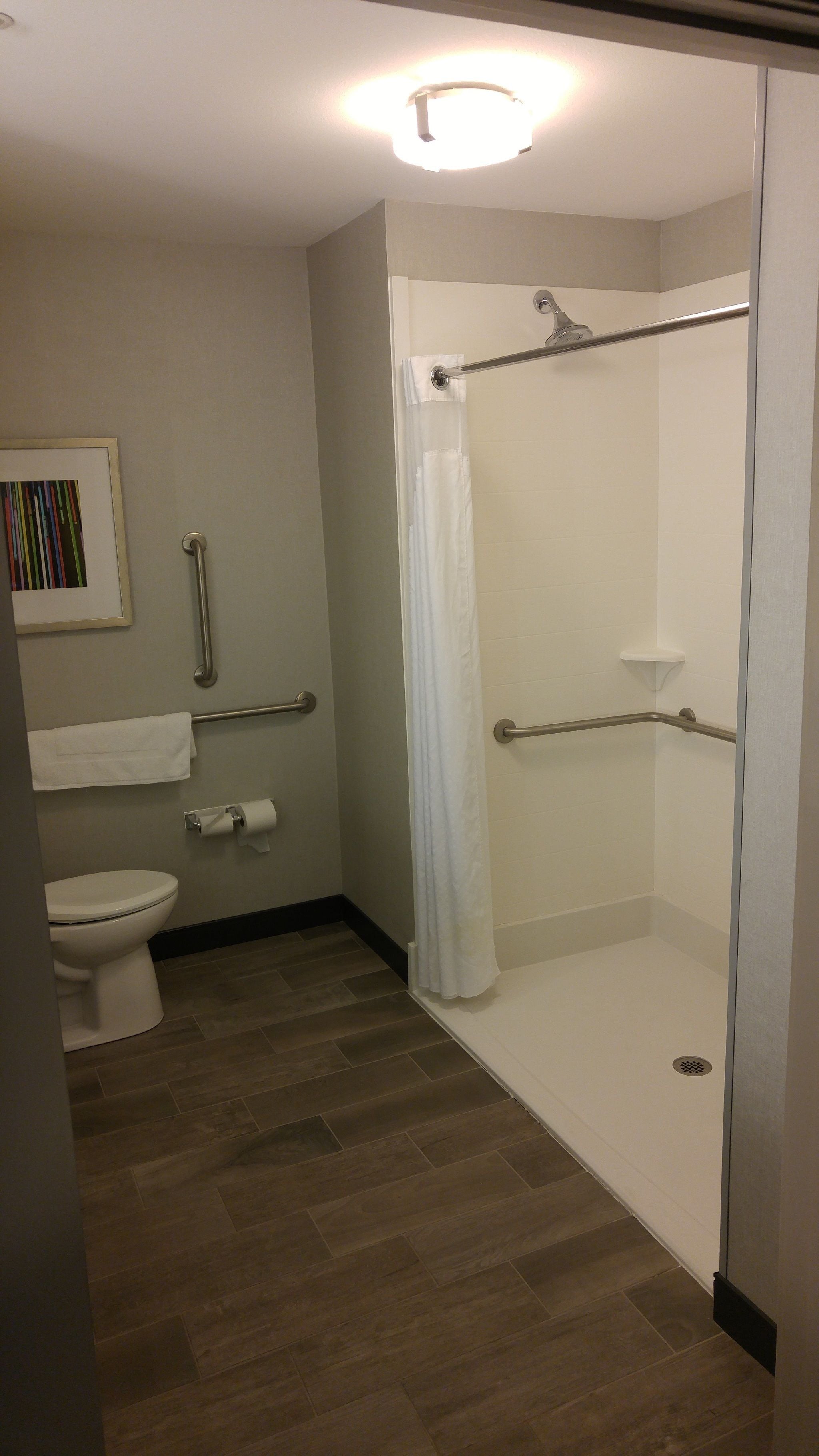 ada accessible room, 1 king bed, accessible, non smoking (roll-in shower) | 1 bedroom, desk, blackout curtains, iron/ironing board