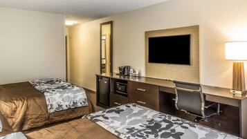 Premium bedding, desk, blackout drapes, iron/ironing board