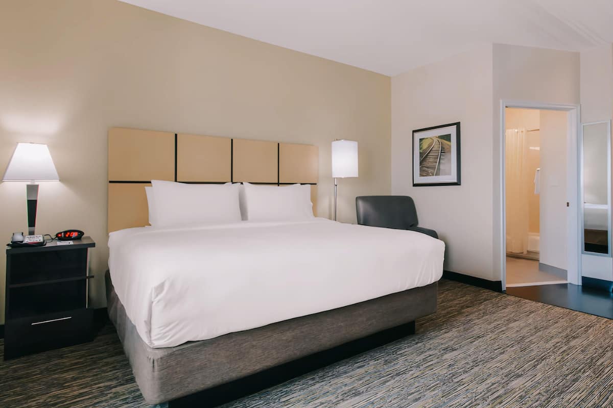 down duvets, desk, laptop workspace, iron/ironing board