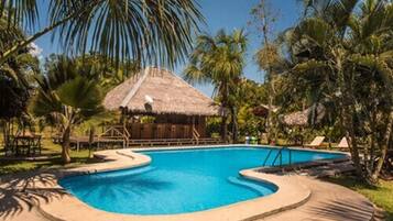 Outdoor pool, sun loungers