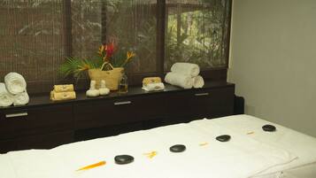 Tratamentos corporais, massagens com pedras quentes, tratamentos faciais