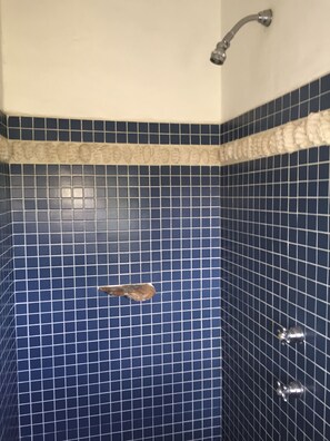 Habitación estándar, 1 cama de matrimonio grande, terraza | Ducha del cuarto de baño