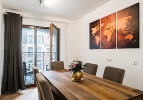 Standard Apartment, 2 Bedrooms, Balcony | Private kitchen | Coffee/tea maker, full-sized fridge, microwave, oven