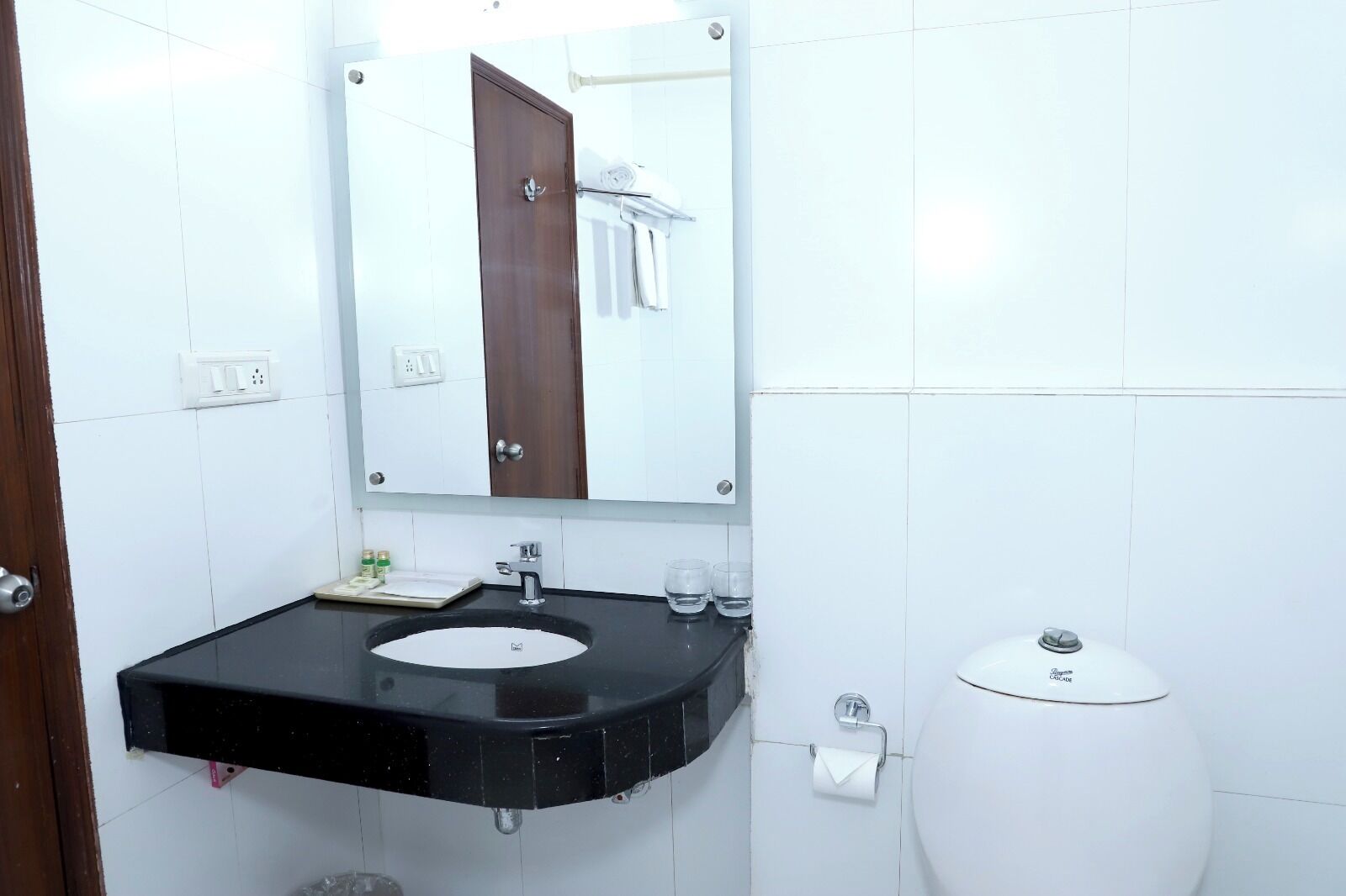 free toiletries, hair dryer, bidet, towels