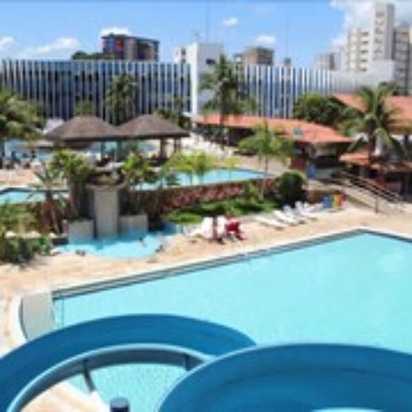 10 outdoor pools, pool umbrellas, pool loungers