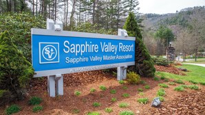 A sign for Sapphire Valley Resort, indicating it is a vacation ownership resort.