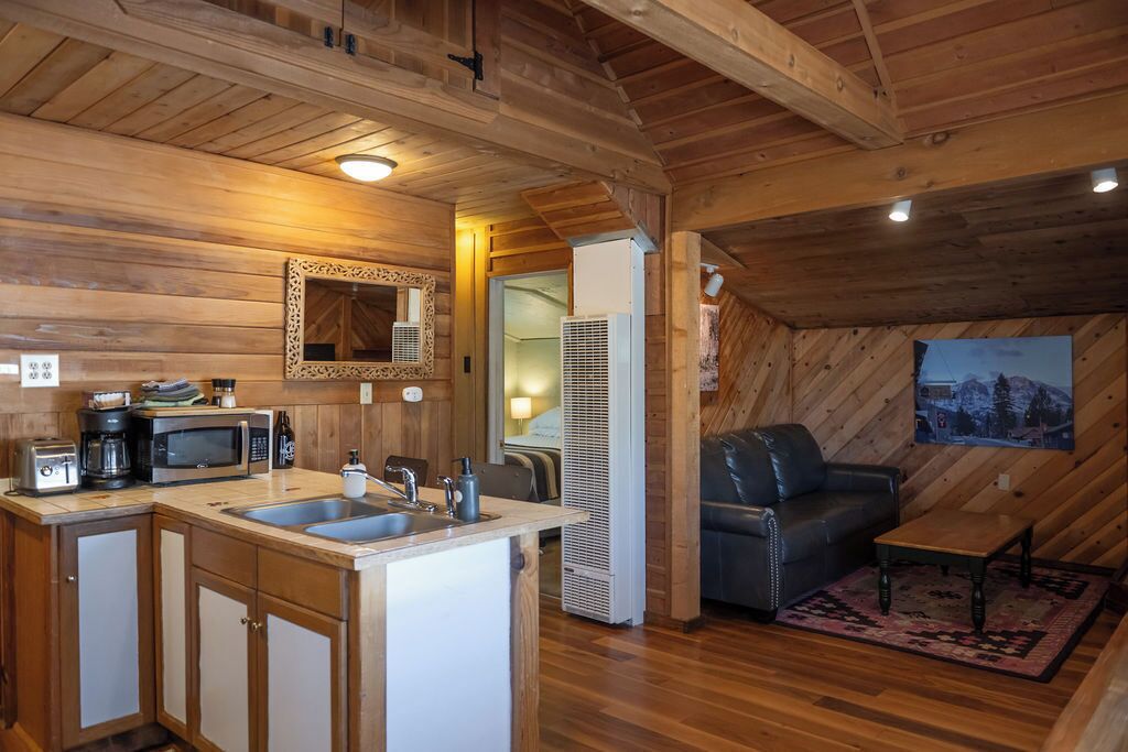 cabin, 1 bedroom, fireplace, mountain view (cabin 11) | living area | flat-screen tv, pay films