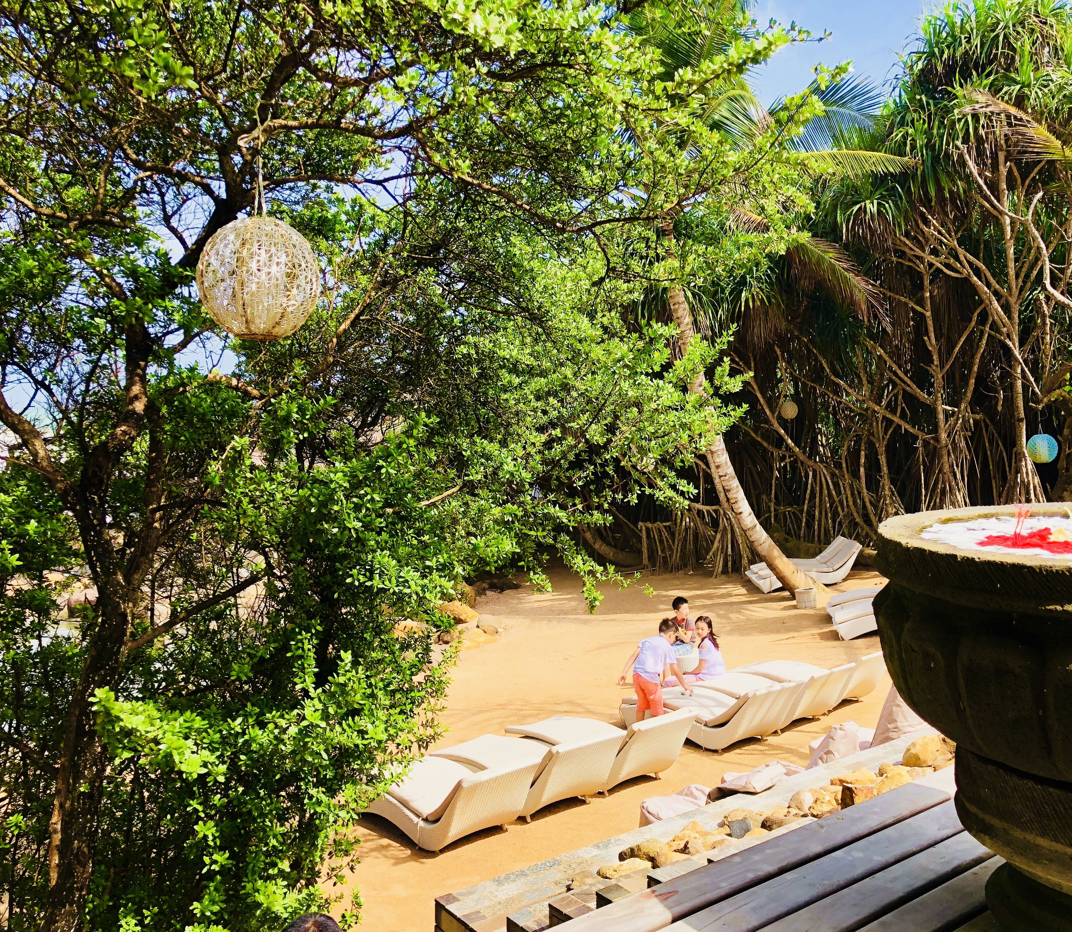 on the beach, sun-loungers, beach umbrellas