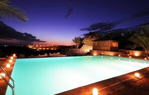 Outdoor pool, sun loungers