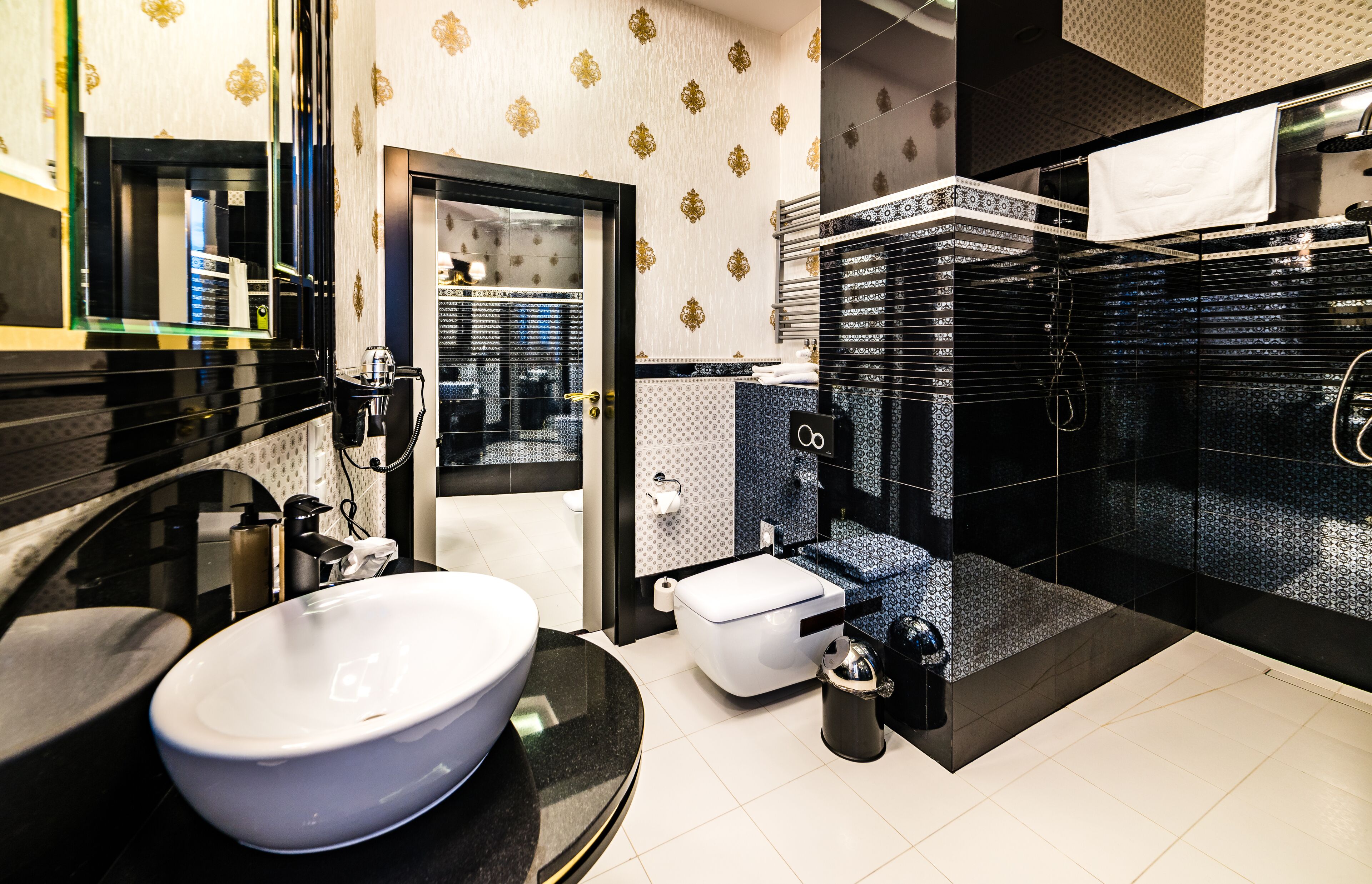 free toiletries, hair dryer, towels, soap