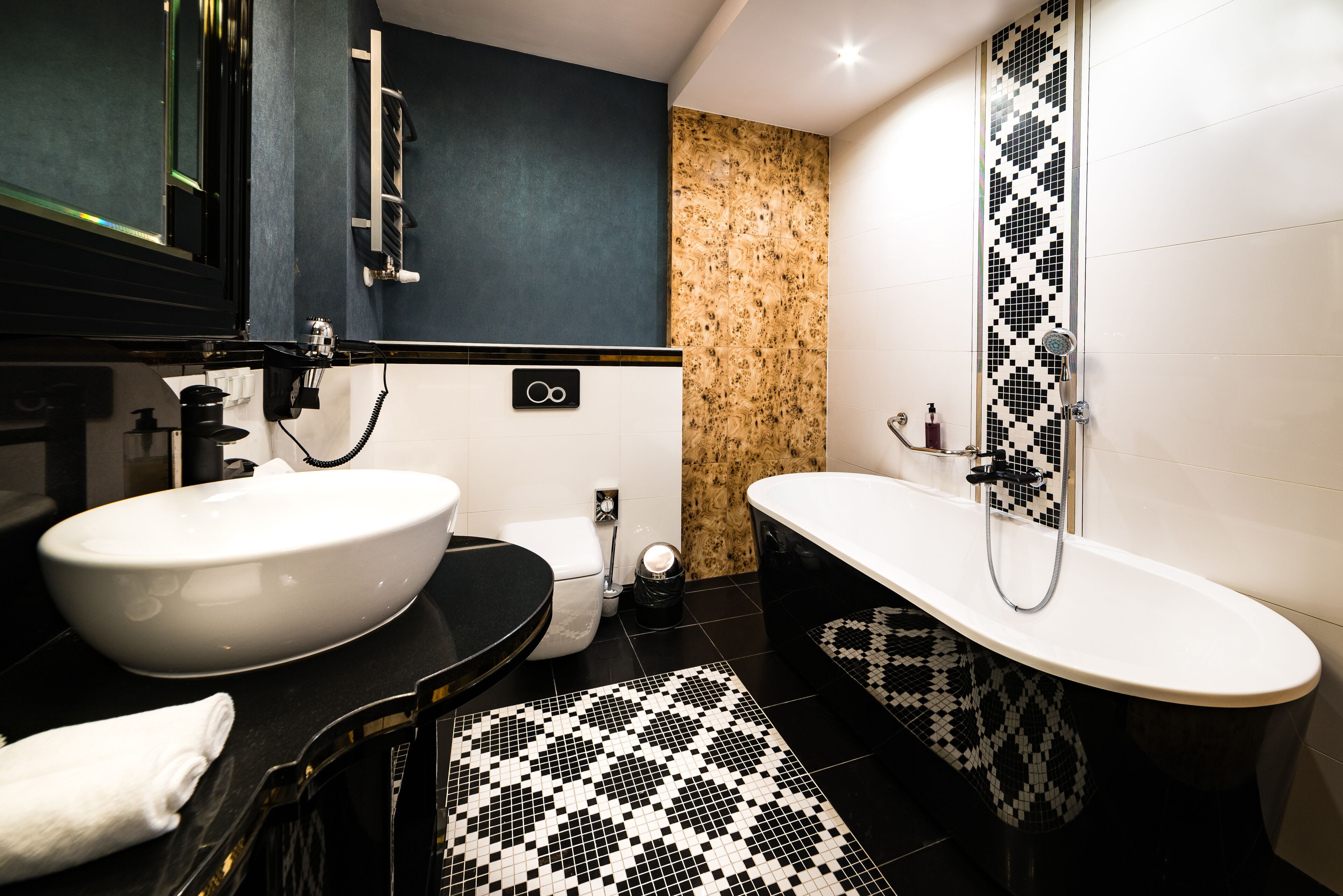 free toiletries, hair dryer, towels, soap