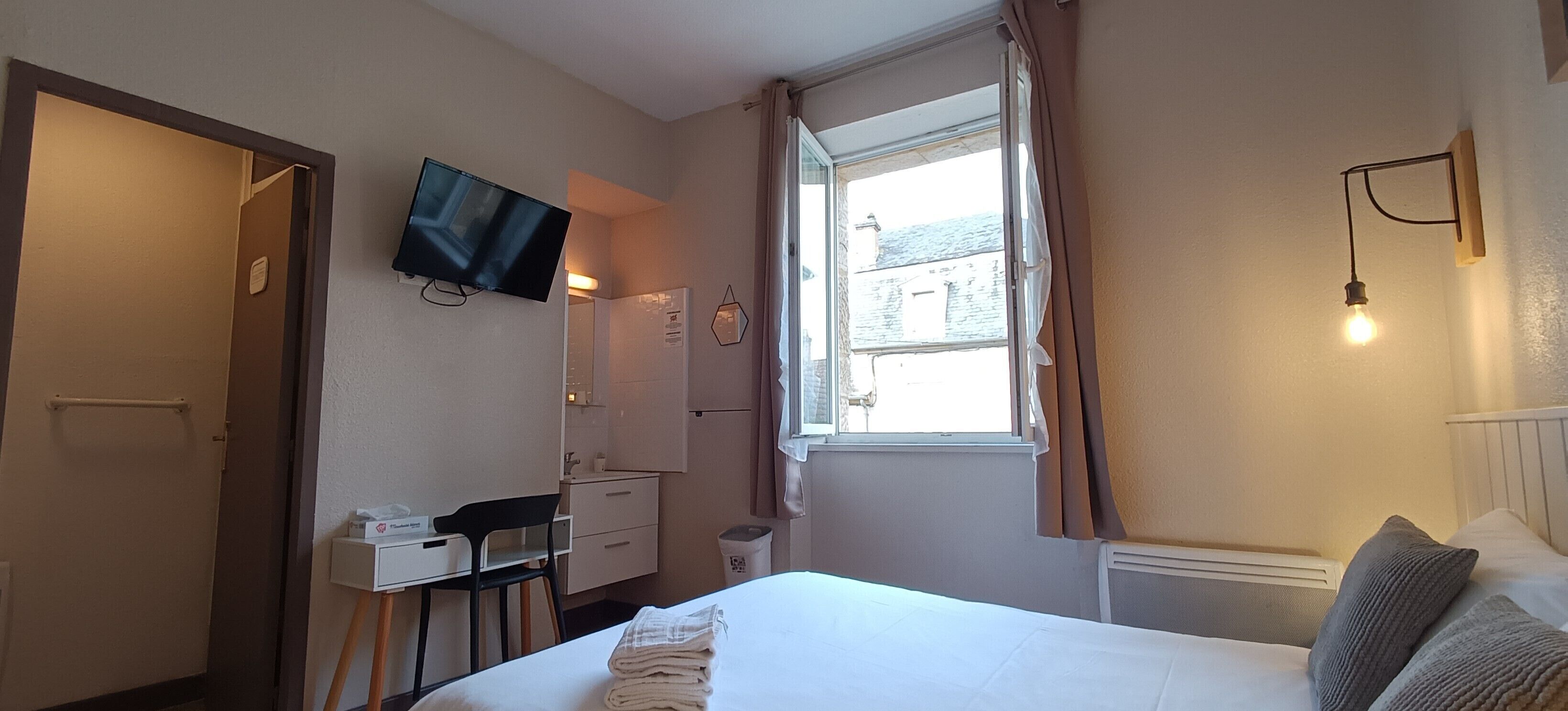 Standard Double Room (street view) | Premium bedding, in-room safe, blackout curtains, iron/ironing board