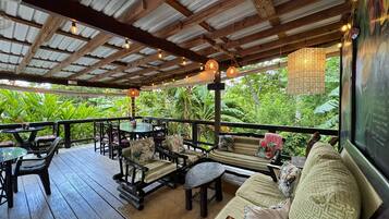 Lunch, dinner served; international cuisine, pool views