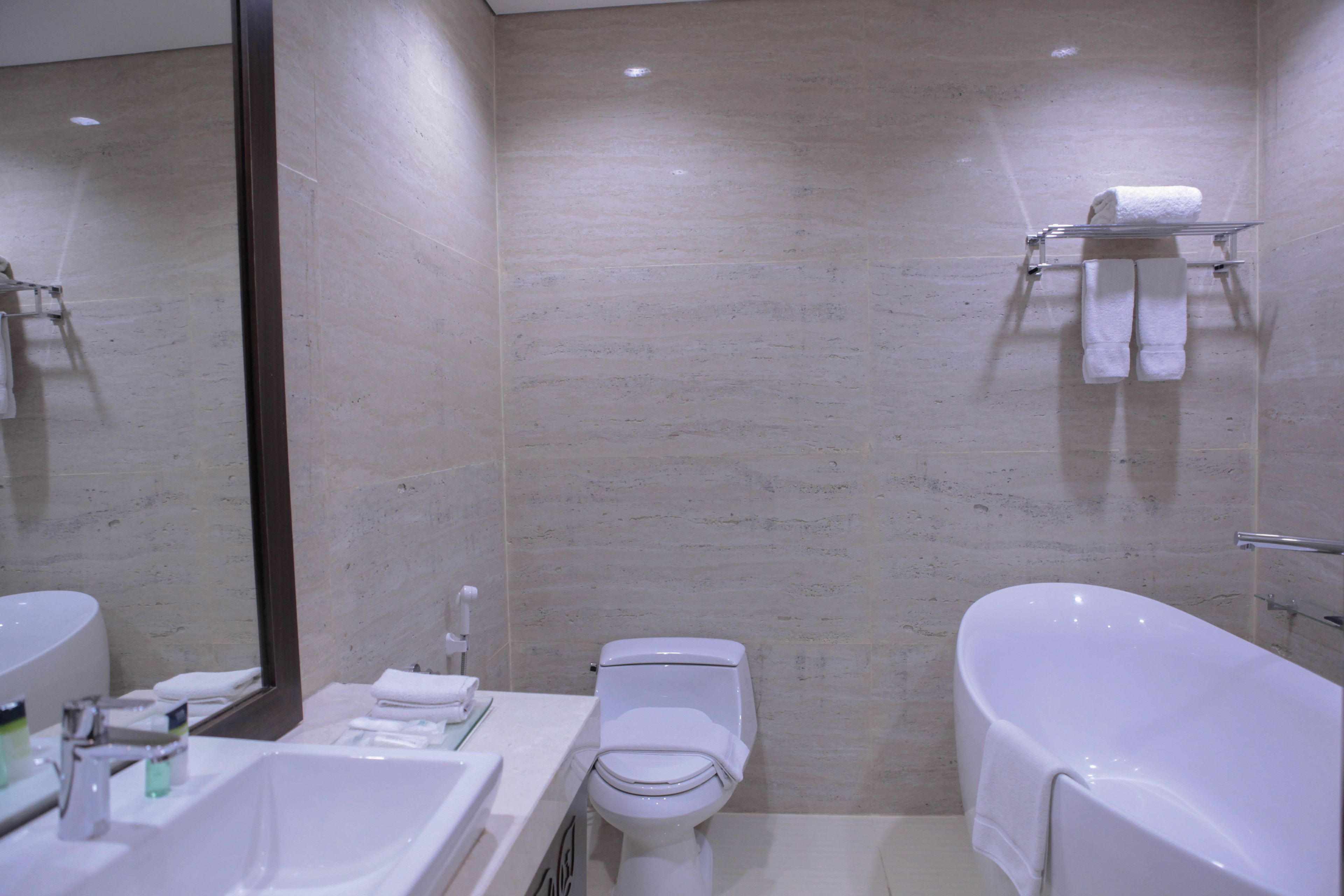 shower, free toiletries, hair dryer, bathrobes