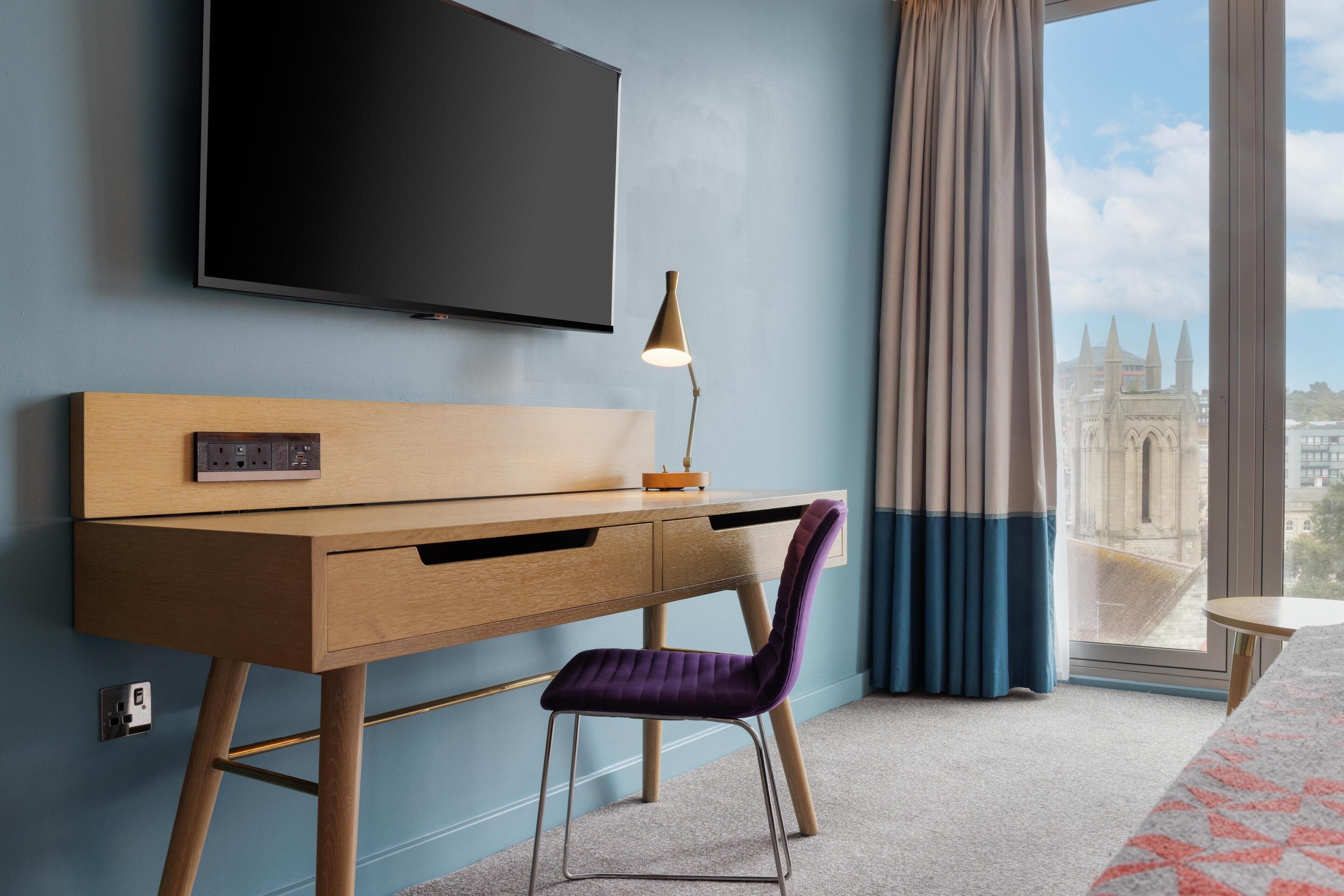 in-room safe, desk, laptop workspace, blackout curtains