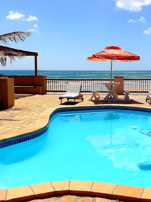 Outdoor pool, sun loungers