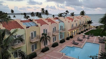Outdoor pool, sun loungers