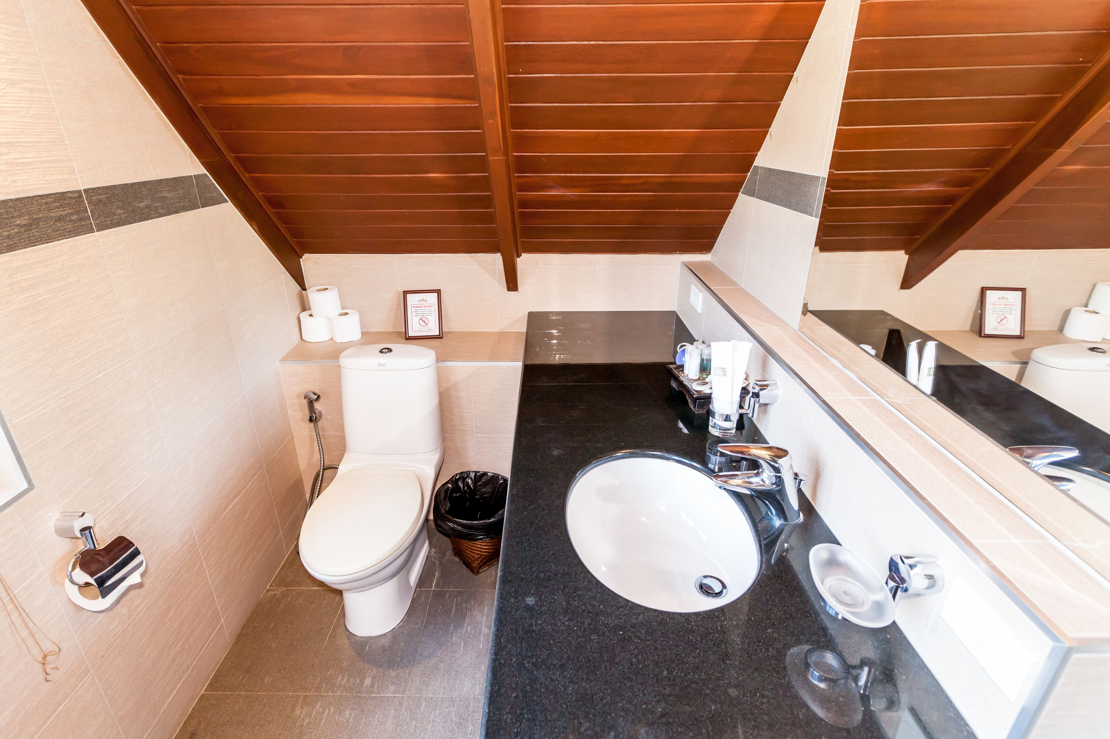 superior double room | bathroom | shower, free toiletries, hair dryer, bathrobes