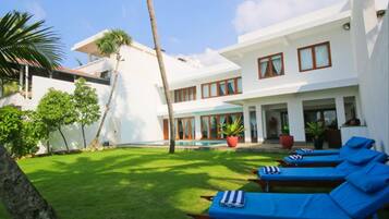 Outdoor pool, sun loungers